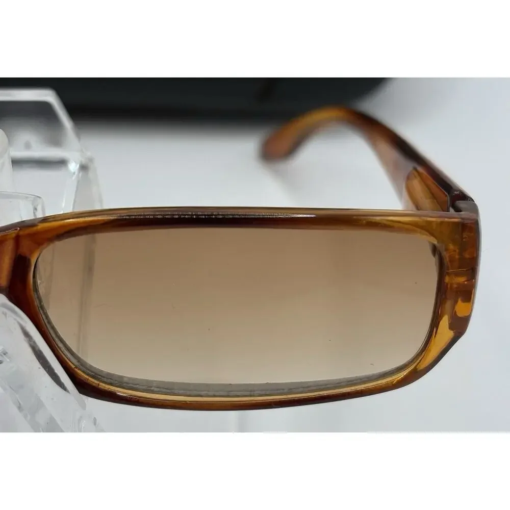 JM New York Sunglasses Brown Rectangular Frame Gradient Lens w/ Case